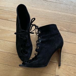 GIANVITO ROSSI HELENA BLACK JANE LACE UP BOOTS